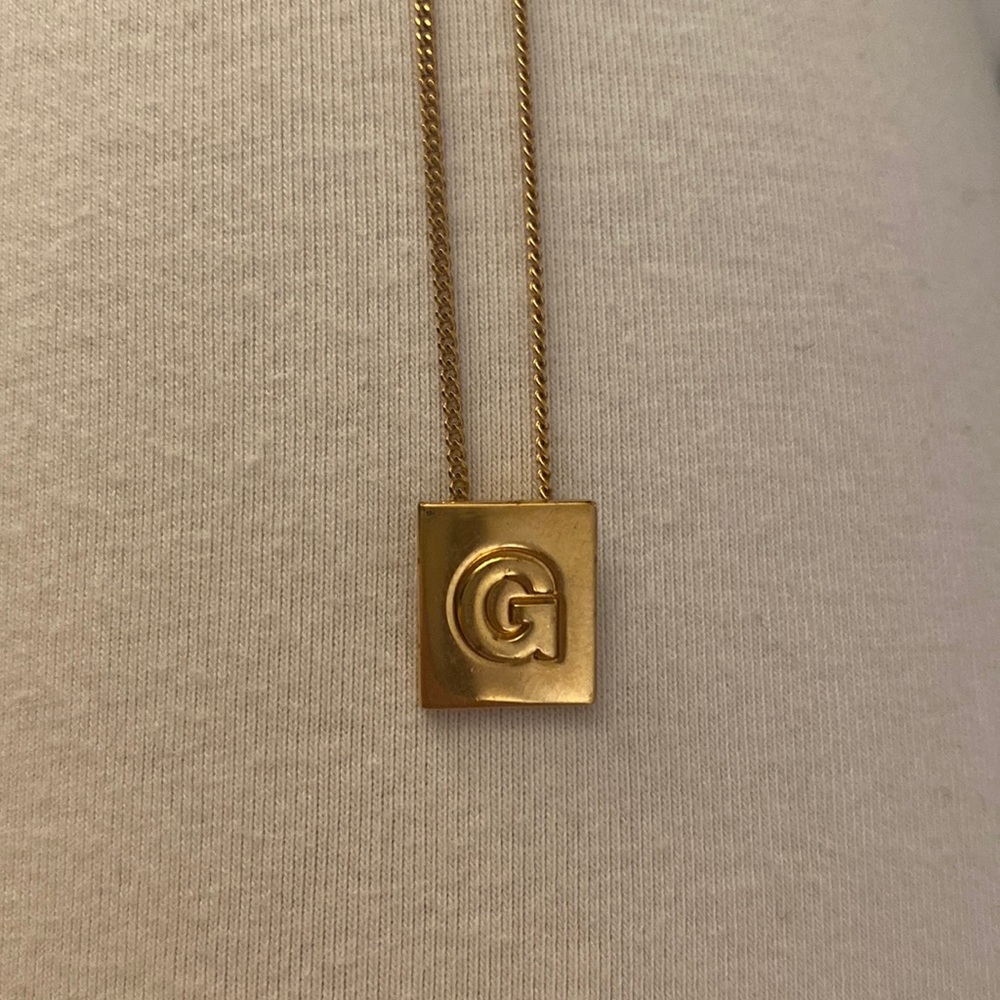 Celine gold brass “G” initial/ alphabet/ letter necklace